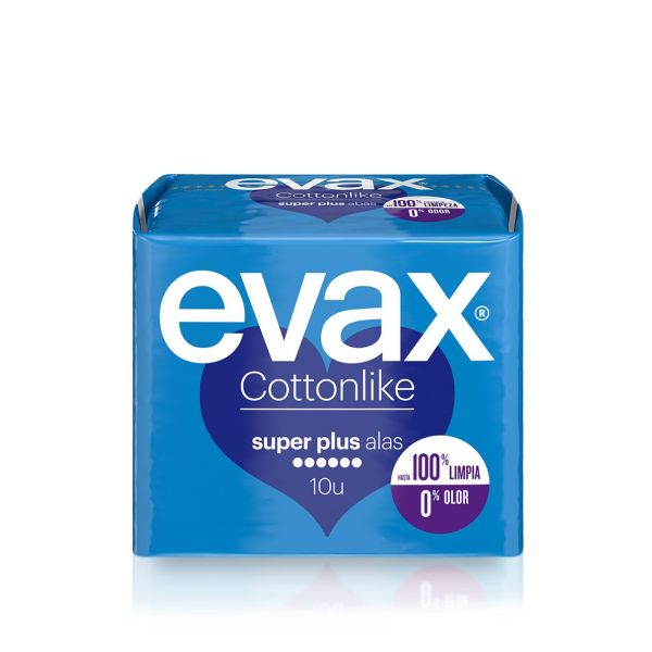 EVAX Cottonlike Super com Abas - Pensos Higiénicos - 10 unid